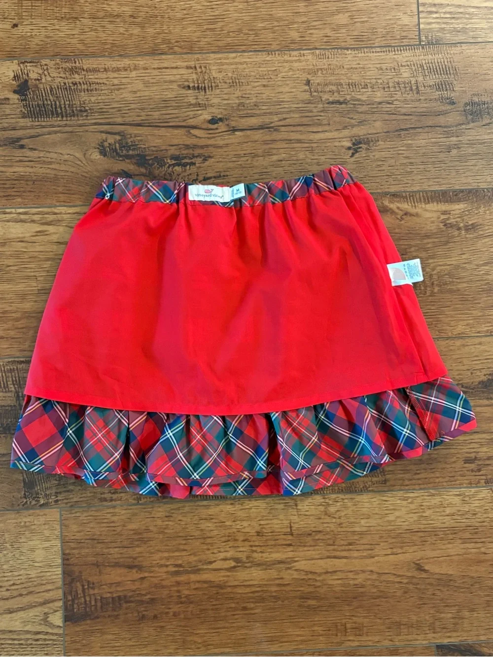 Vineyard Vines Girls Plaid Ruffle Skirt | Velvet Trim | Size M (10-12) | Lined